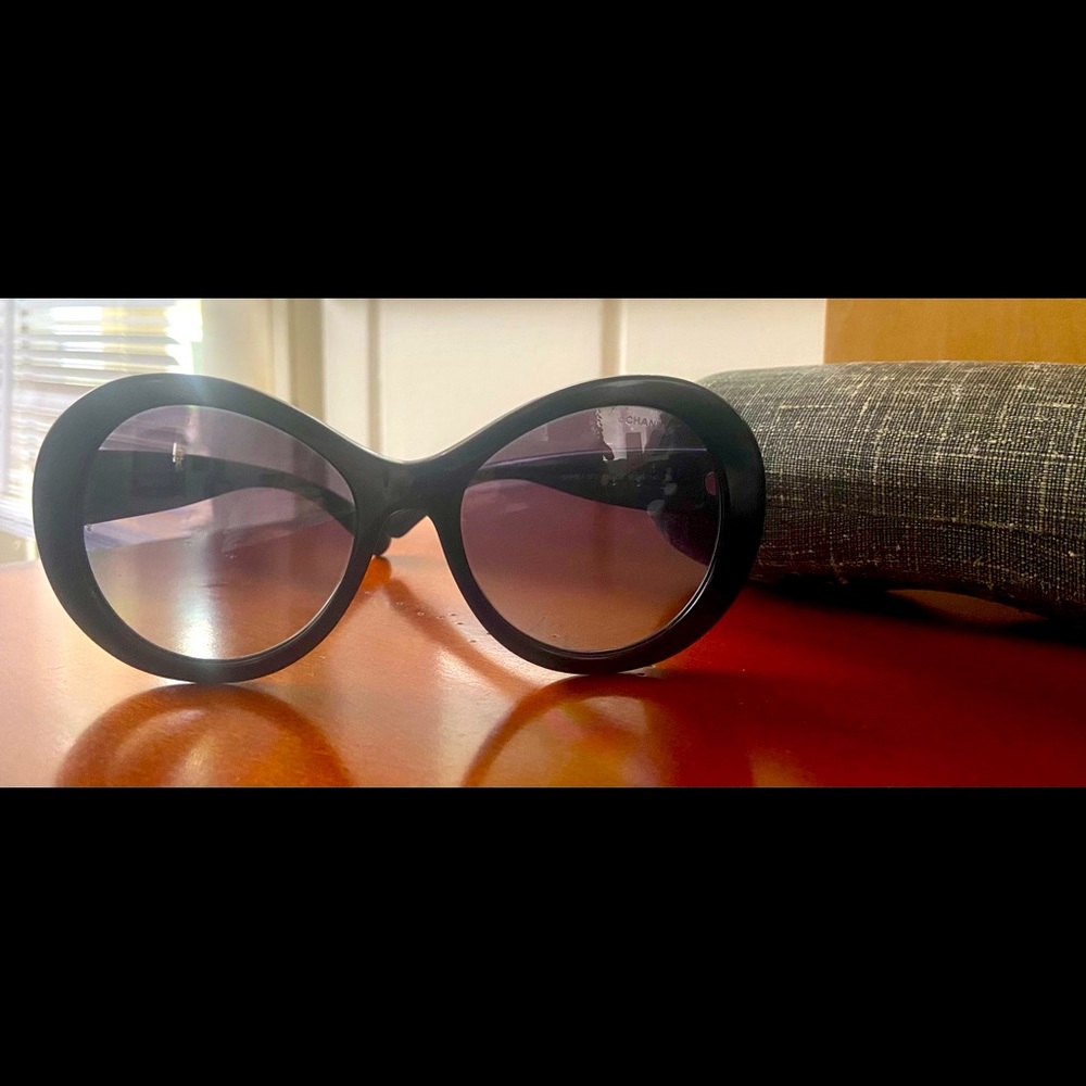 Authentic Chanel oversized black sunglasses